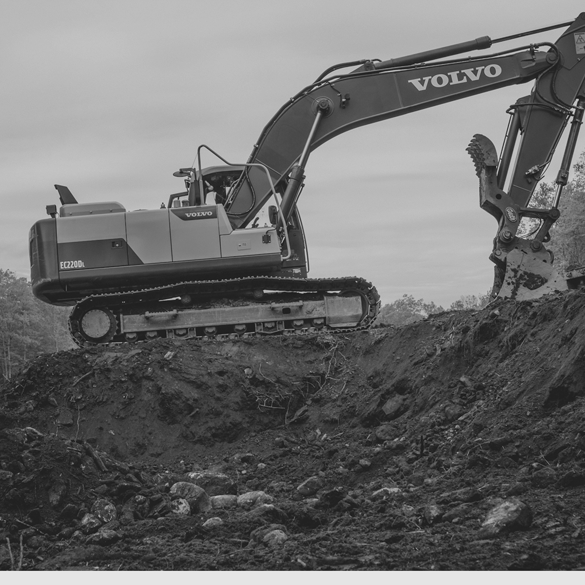 Volvo excavator on construction site